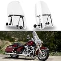 DREAMIZER Universal Motorcycle Windshield 19"x17" Claer Motorcycles Windscreen PC Wind Deflector for 1 or 7/8” Handle Bars Motorcycle Motorbike (19 inch x17 inch)