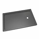DreamLine SlimLine 32 inch D x 60 inch W x 2 3/4 inch H Right Drain Single Threshold Shower Base in Slate Gray