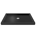 DreamLine SlimLine 34 in. D x 42 in. W x 2 3/4 in. H Center Drain Single Threshold Shower Base in Black, DLT-1134420-88