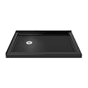 DreamLine SlimLine 34 in. D x 48 in. W x 2 3/4 in. H Left Drain Double Threshold Shower Base in Black, DLT-1034481-88