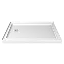 DreamLine SlimLine 34 in. D x 48 in. W x 2 3/4 in. H Left Drain Double Threshold Shower Base in White, DLT-1034481