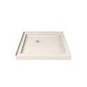 DreamLine SlimLine 36 in. D x 36 in. W x 2 3/4 in. H Corner Drain Double Threshold Shower Base in Biscuit, DLT-1036360-22
