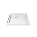 DreamLine SlimLine 36 in. D x 36 in. W x 2 3/4 in. H Corner Drain Double Threshold Shower Base in White, DLT-1036360