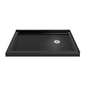 DreamLine SlimLine 36 in. D x 48 in. W x 2 3/4 in. H Right Drain Double Threshold Shower Base in Black, DLT-1036482-88