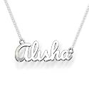 Alisha Cursive Gold &amp; Silver Name Pendant Necklace, Best Jewelry Gift for Girls.