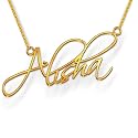 Alisha Cursive Gold &amp; Silver Name Pendant Necklace, Best Jewelry Gift for Girls.