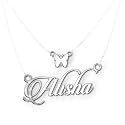 Alisha Cursive Gold &amp; Silver Name Pendant Necklace, Best Jewelry Gift for Girls.