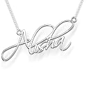 Alisha Cursive Gold &amp; Silver Name Pendant Necklace, Best Jewelry Gift for Girls.