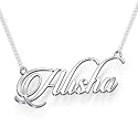 Alisha Cursive Gold & Silver Name Pendant Necklace, Best Jewelry Gift for Girls.