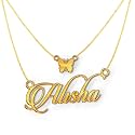Alisha Cursive Gold &amp; Silver Name Pendant Necklace, Best Jewelry Gift for Girls.