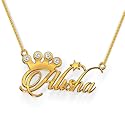 Alisha Cursive Gold &amp; Silver Name Pendant Necklace, Best Jewelry Gift for Girls.
