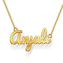 Anjali Cursive Gold & Silver Name Pendant Necklace, Best Jewelry Gift for Girls.
