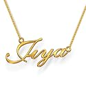 Jiya Cursive Gold &amp; Silver Name Pendant Necklace, Best Jewelry Gift for Girls.