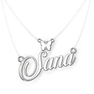 sana cursive gold amp silver name pendant necklace best jewelry gift for girls