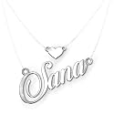 Sana Cursive Gold &amp; Silver Name Pendant Necklace, Best Jewelry Gift for Girls.