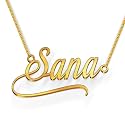 Sana Cursive Gold &amp; Silver Name Pendant Necklace, Best Jewelry Gift for Girls.