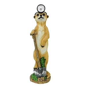 dreamseden led solar light meerkat garden figurines statues - large outdoor ornaments decor sculpture for front garden lawn yard patio porch backyard headlamp