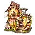 Dreamy Cottage 3D Wooden Puzzle,Miniature House with Moving Rabbit