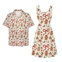 Dreaweet Summer Dresses for Women A-Line Sleeveless Flowy Sun Dresses,Men's Casual Button-Down Shirts,Couple Matching Outfits