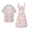 Dreaweet Summer Dresses for Women A-Line Sleeveless Flowy Sun Dresses,Men's Casual Button-Down Shirts,Couple Matching Outfits