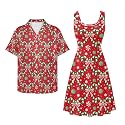 Dreaweet Summer Dresses for Women A-Line Sleeveless Flowy Sun Dresses,Men's Casual Button-Down Shirts,Couple Matching Outfits