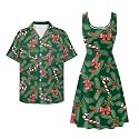 Dreaweet Summer Dresses for Women A-Line Sleeveless Flowy Sun Dresses,Men's Casual Button-Down Shirts,Couple Matching Outfits