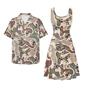 Dreaweet Summer Dresses for Women A-Line Sleeveless Flowy Sun Dresses,Men's Casual Button-Down Shirts,Couple Matching Outfits