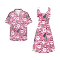 Dreaweet Summer Dresses for Women A-Line Sleeveless Flowy Sun Dresses,Men's Casual Button-Down Shirts,Couple Matching Outfits