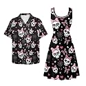 Dreaweet Summer Dresses for Women A-Line Sleeveless Flowy Sun Dresses,Men's Casual Button-Down Shirts,Couple Matching Outfits
