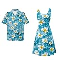 Dreaweet Summer Dresses for Women A-Line Sleeveless Flowy Sun Dresses,Men's Casual Button-Down Shirts,Couple Matching Outfits