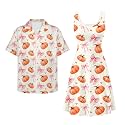 Dreaweet Summer Dresses for Women A-Line Sleeveless Flowy Sun Dresses,Men's Casual Button-Down Shirts,Couple Matching Outfits