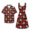 Dreaweet Summer Dresses for Women A-Line Sleeveless Flowy Sun Dresses,Men's Casual Button-Down Shirts,Couple Matching Outfits