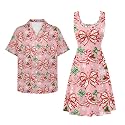 Dreaweet Summer Dresses for Women A-Line Sleeveless Flowy Sun Dresses,Men's Casual Button-Down Shirts,Couple Matching Outfits