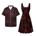 Dreaweet Summer Dresses for Women A-Line Sleeveless Flowy Sun Dresses,Men's Casual Button-Down Shirts,Couple Matching Outfits