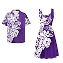 Dreaweet Summer Dresses for Women A-Line Sleeveless Flowy Sun Dresses,Men's Casual Button-Down Shirts,Couple Matching Outfits