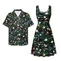 Dreaweet Summer Dresses for Women A-Line Sleeveless Flowy Sun Dresses,Men's Casual Button-Down Shirts,Couple Matching Outfits