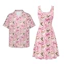 Dreaweet Summer Dresses for Women A-Line Sleeveless Flowy Sun Dresses,Men's Casual Button-Down Shirts,Couple Matching Outfits