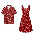 Dreaweet Summer Dresses for Women A-Line Sleeveless Flowy Sun Dresses,Men's Casual Button-Down Shirts,Couple Matching Outfits