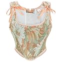 Dreay Womens Vintage Asymmetrical Hem Overbust Corset Tie Front Lace-up Back Bustier Shapewear Top