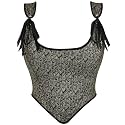 Dreay Womens Vintage Asymmetrical Hem Overbust Corset Tie Front Lace-up Back Bustier Shapewear Top