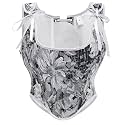 Dreay Womens Vintage Asymmetrical Hem Overbust Corset Tie Front Lace-up Back Bustier Shapewear Top