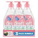DREFT Bottle and Dish Soap | Made to Clean Baby Bottles, Sippy Cups, Pacifiers, Breast Pumps, &amp; More | Gently Removes Milk Film &amp; Odors | Plant Based, Fragrance Free Dish Soap | 18 Fl Oz (Pack of 3)