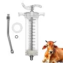 Drenching Syringe with Nozzle, Livestock Drencher &amp; Oral Dosing for Cows, Goats, Sheep, Calves &amp; Dogs, Plastic Feeding Syringe for Medicine &amp; Milk (100ml)