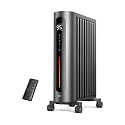 DREO Oil Filled Radiator Heater, 1500W Radiant Heater with Remote Control, Digital Thermostat, 4 Modes, 24h Timer, 10 Safety Protections, Child Lock, Space Heaters for Indoor Use Large Room Bedroom