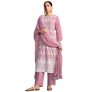 DRESOUL Women Pure Cotton Schiffli Embroidered Kurta