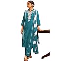 DRESOUL Women Pure Cotton Schiffli Embroidered Kurta