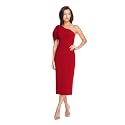 Dress the Population Womens Tiffany One Shoulder Bow Detail Midi Sheath Dress