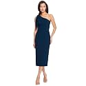 Dress the Population Womens Tiffany One Shoulder Bow Detail Midi Sheath Dress