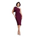 Dress the Population Womens Tiffany One Shoulder Bow Detail Midi Sheath Dress