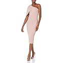 Dress the Population Womens Tiffany One Shoulder Bow Detail Midi Sheath Dress
